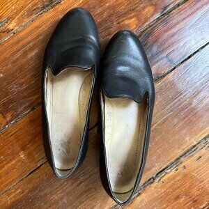 NISOLO women’s black leather casual Smoking slip on loafers size 9.5